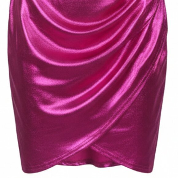 NWT Hot Pink Satin Mini Dress - Size 4-6 - Picture 3 of 6